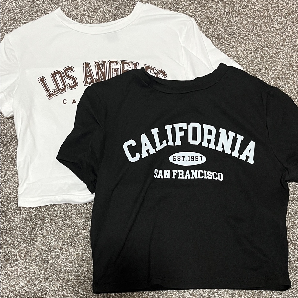 SHEIN California San Francisco Kids T-Shirts - Black and White